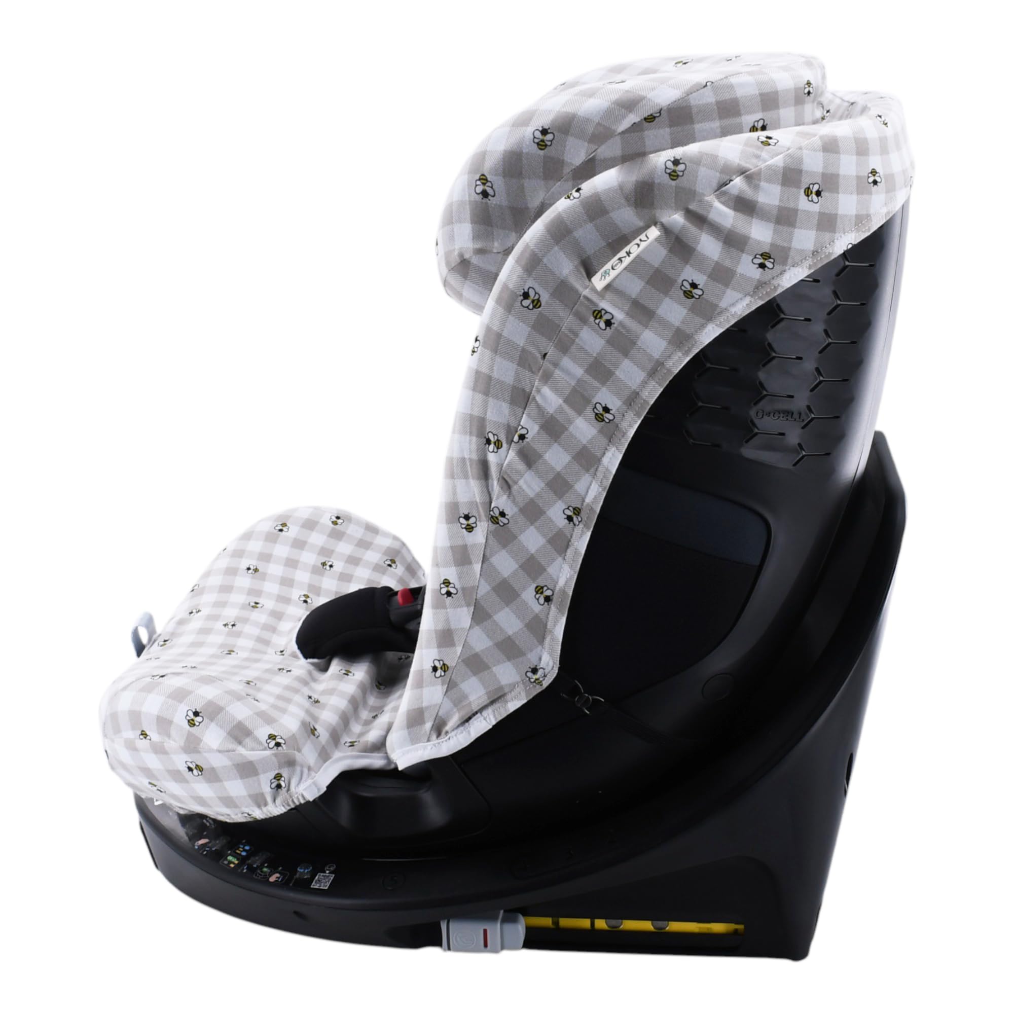 JYOKO Funda Compatible con Maxi-Cosi Emerald 360 S i-Size Hecha con algodón orgánico – Ajuste preciso y Tejido Transpirable para Mayor Confort. Estampado Picnic Vichy.