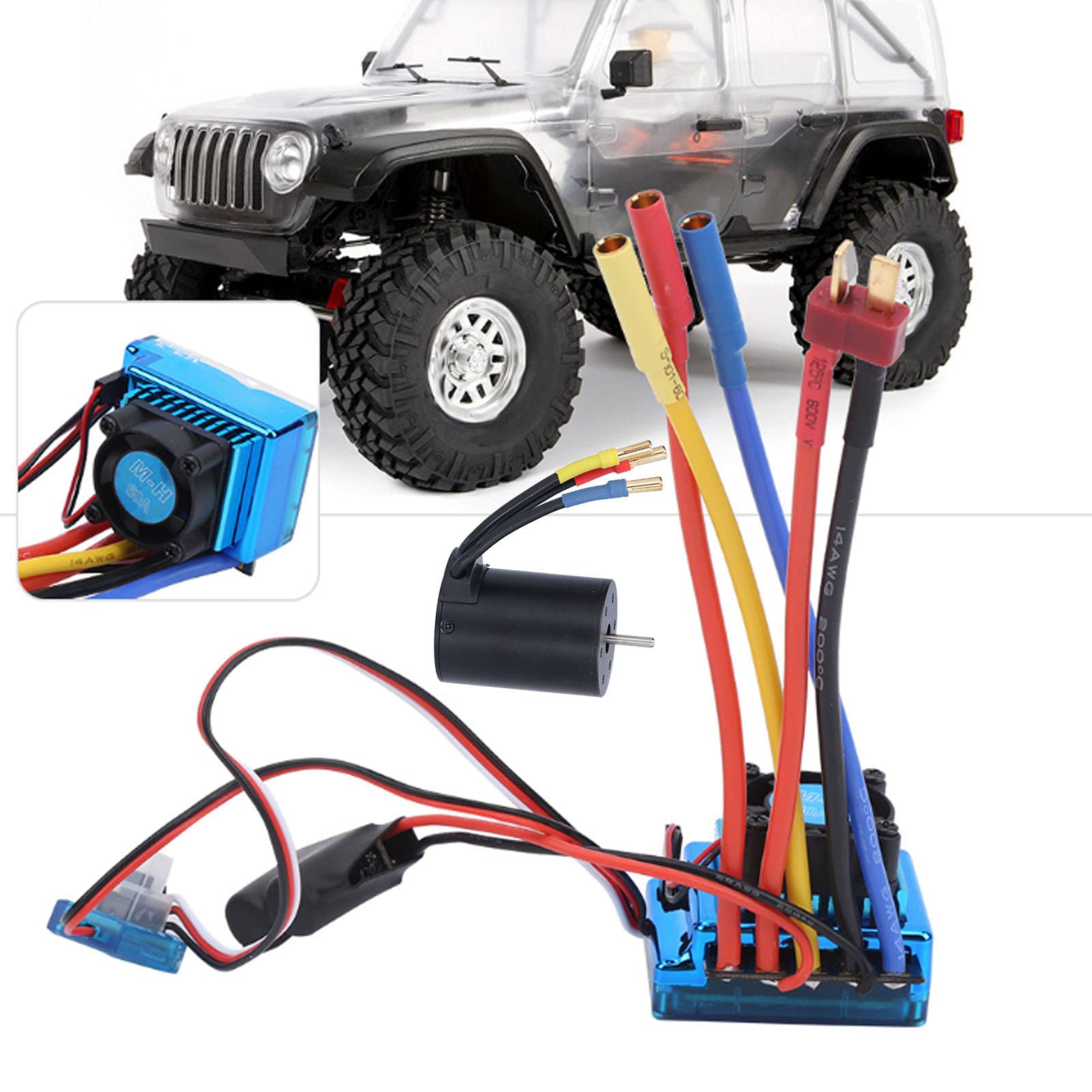 Moteur Sans Balais 3650 3900KV 4 Pôles – Sensorless, 900W, 56A, Pour Voiture RC 1/10, Alu CNC