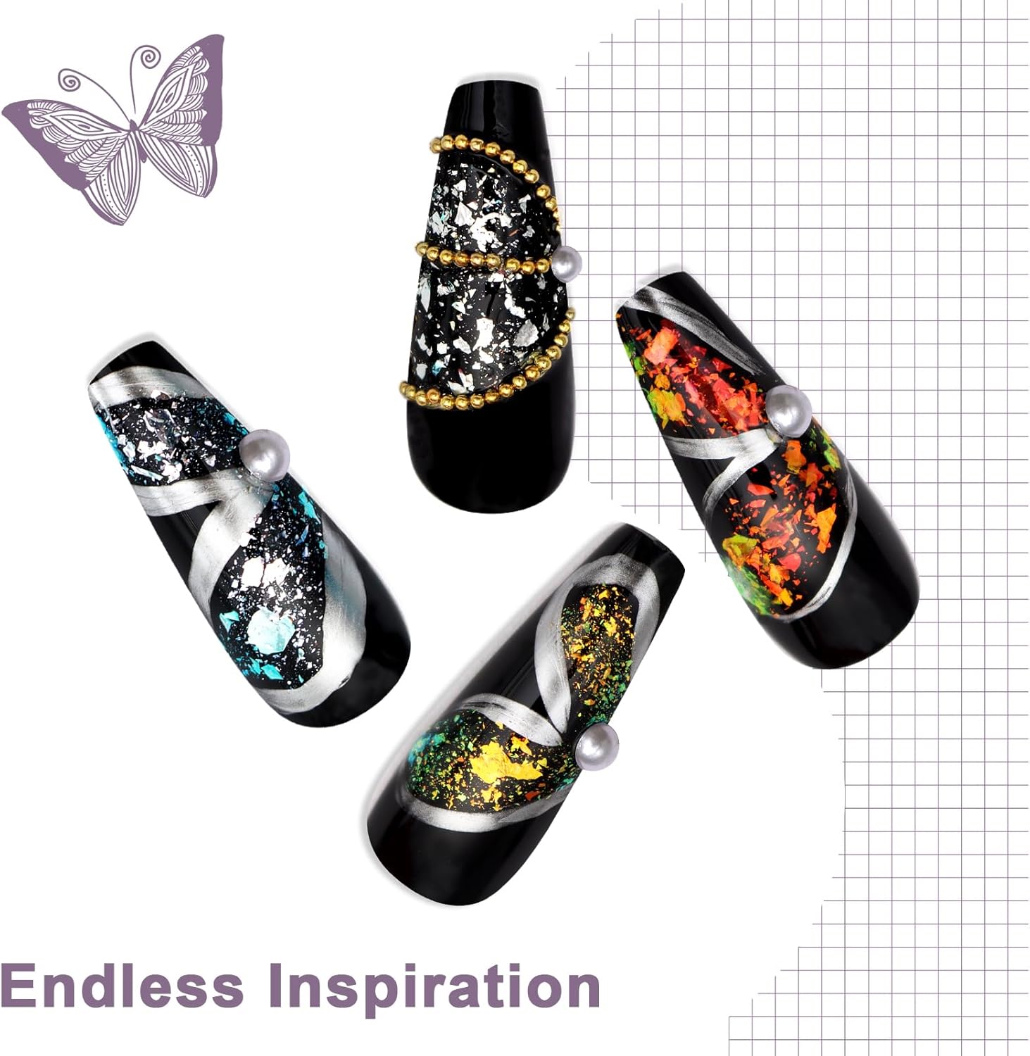 Laza Ice Blue Pearl Chameleon Flakes Nail Glitter Irregular Opal Nail Foil Flakes Chunky Confetti Color-Shift Sequins Iridescent Fairy Dust for Mermaid Nails Design, Nail Decorations for Nail Art - Image 2