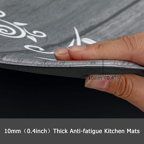 Miniatura 9 de HEBE Juego de 2 alfombras de cocina antifatiga, antideslizantes, impermeables, para el suelo, cómodas, de pie, alfombras de casa de campo para