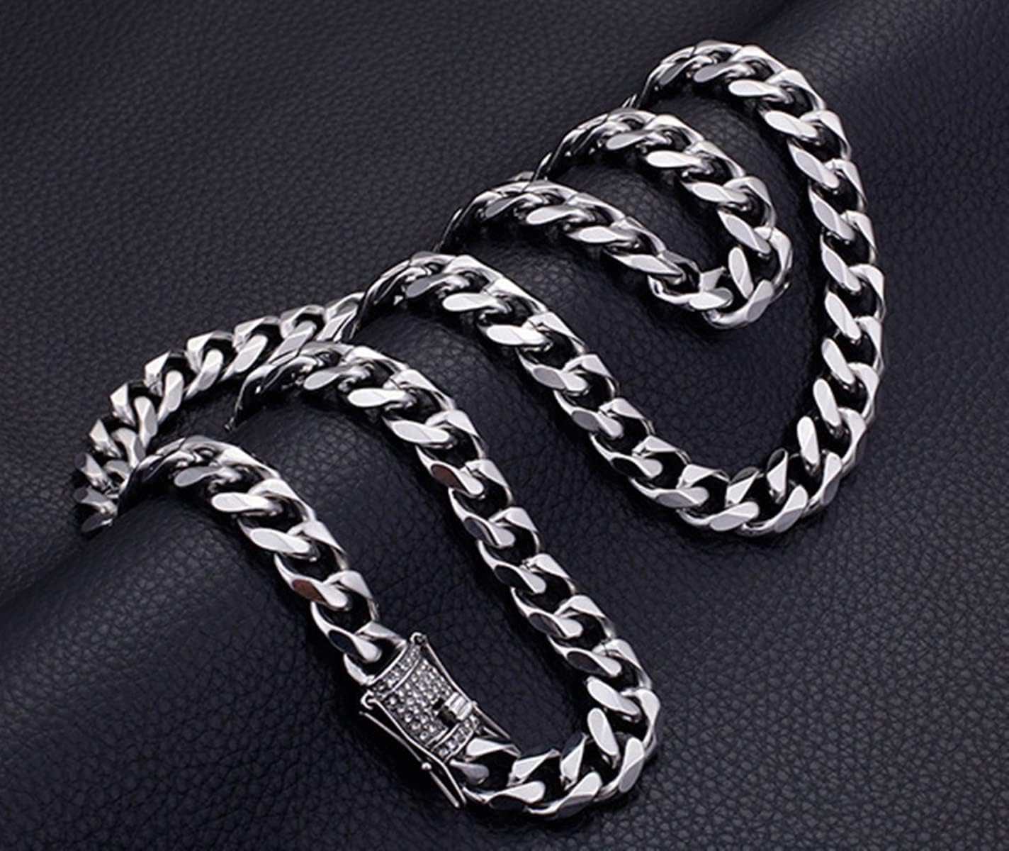 11mm Stainless Steel Chain Necklaces for Men & Women Curb Chain 76CM