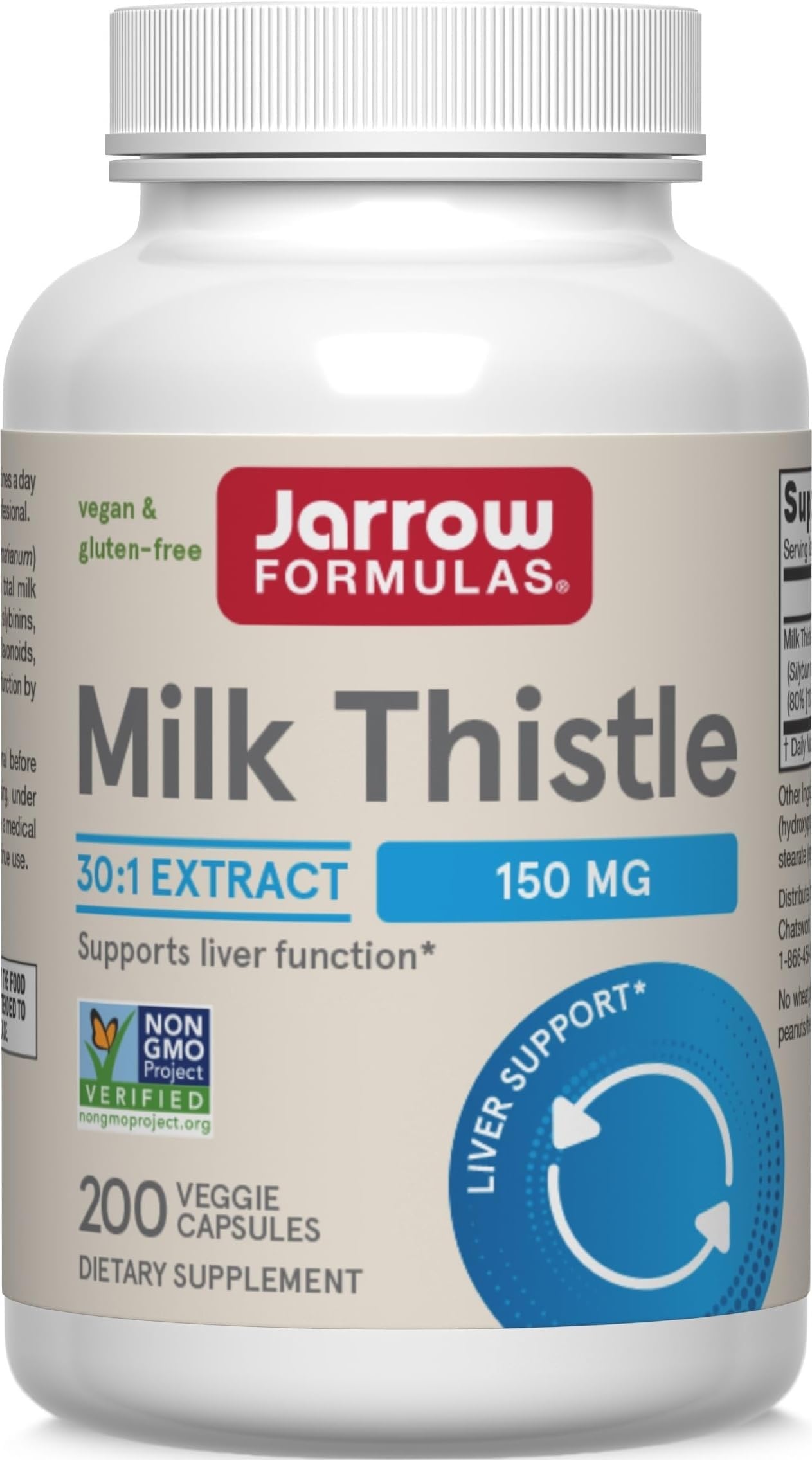 Jarrow Milk Thistle 150mg, 30:1 Standardized Silymarin Extract,200 Capsules