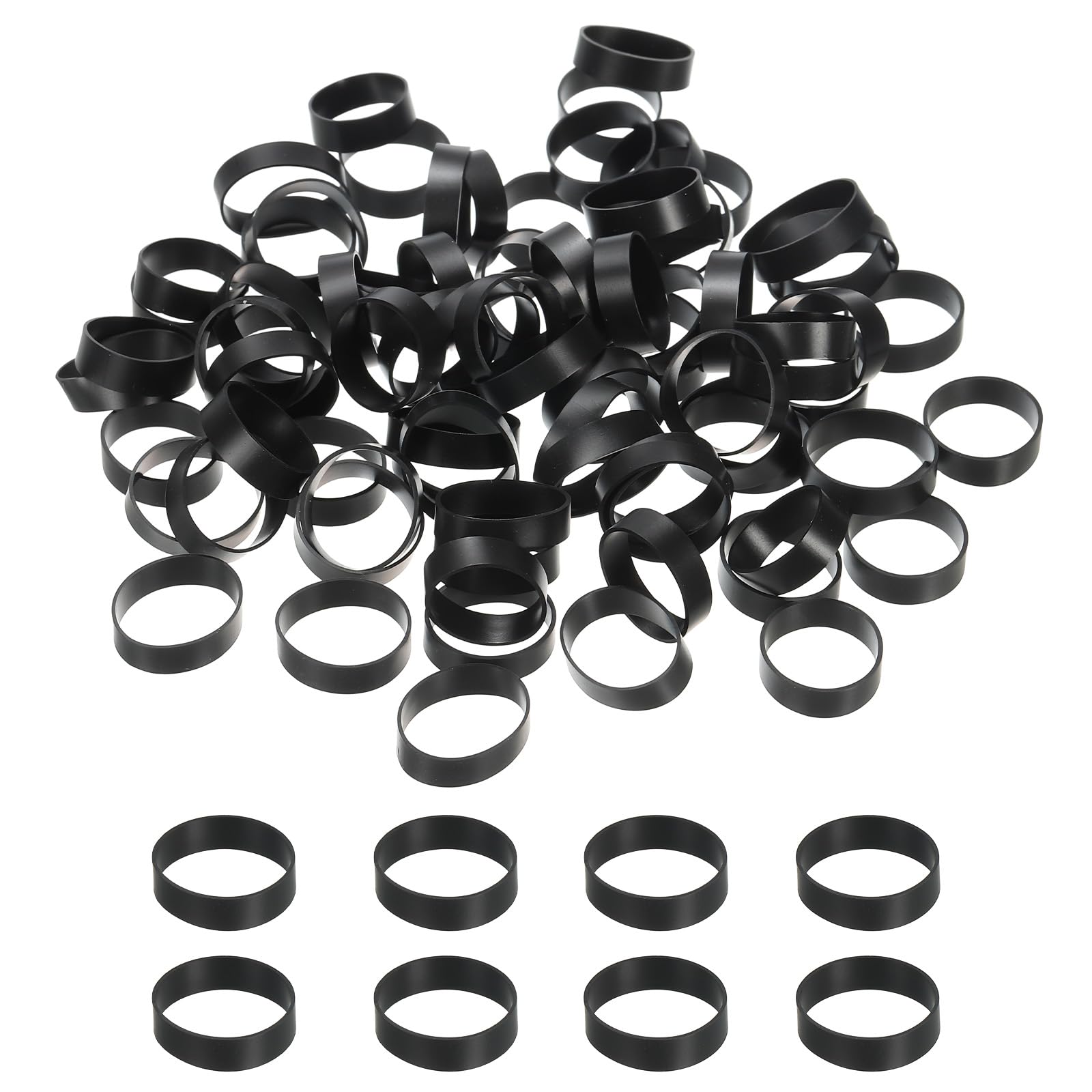 PATIKIL Silicone Rubber Bands Cable Ties 0.9", 200 Pcs Flat Rubber Elastic Band for Office Supplies Home Cord Wrapping Black
