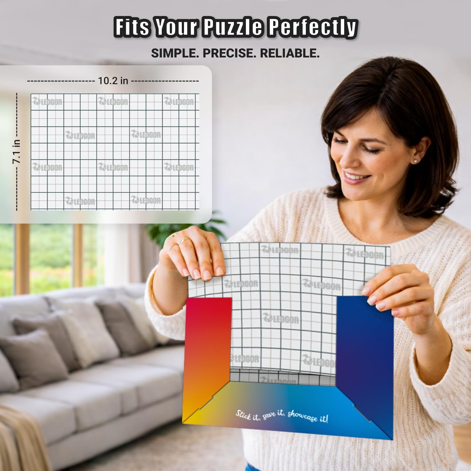 Puzzle Saver Sheets – 12 Extra Strong 10.2 x 7.1 Peel & Stick Puzzle Glue Sheets + 4 Hangers – Preserve Two 1000-Piece Jigsaw Puzzles – Clear Adhesive Backing Kit by LEOGOR