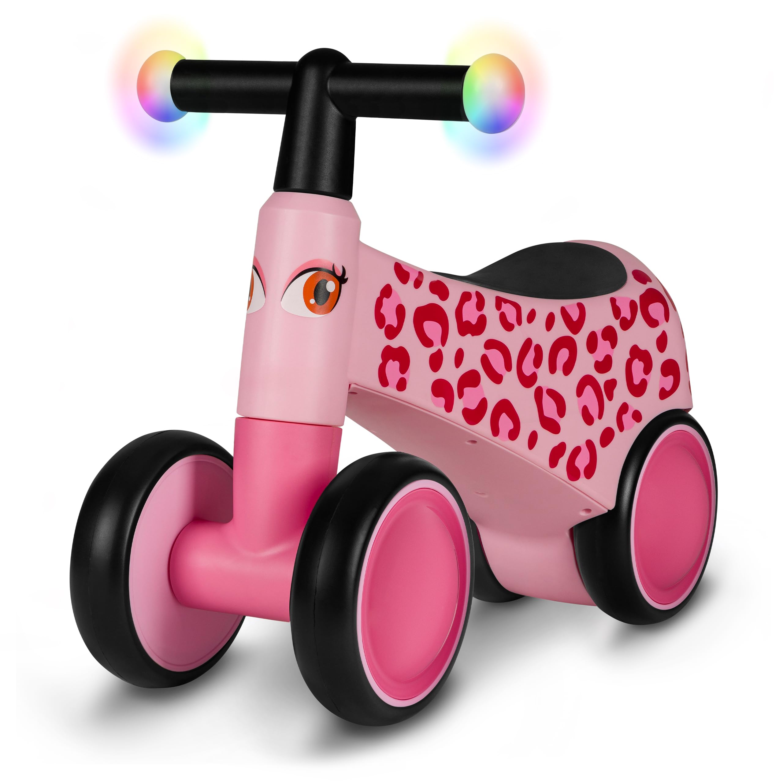 LIONELO Sammy Correpasillos Infantil de 1 a 3 años, Correpasillos de 4 Ruedas hasta 25 kg, Asas Antideslizantes con Luz, 3 Diseños de Asiento Ergonómico, para Niños y Niñas (Pink)