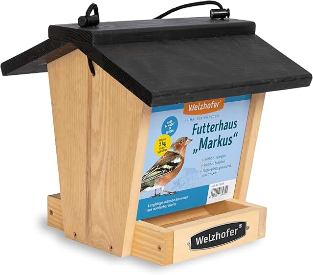Welzhofer Markus Bird Feeder House for Hanging, Large Feeding Hole, Easy and Clean Filling, Handmade in Europe product image
