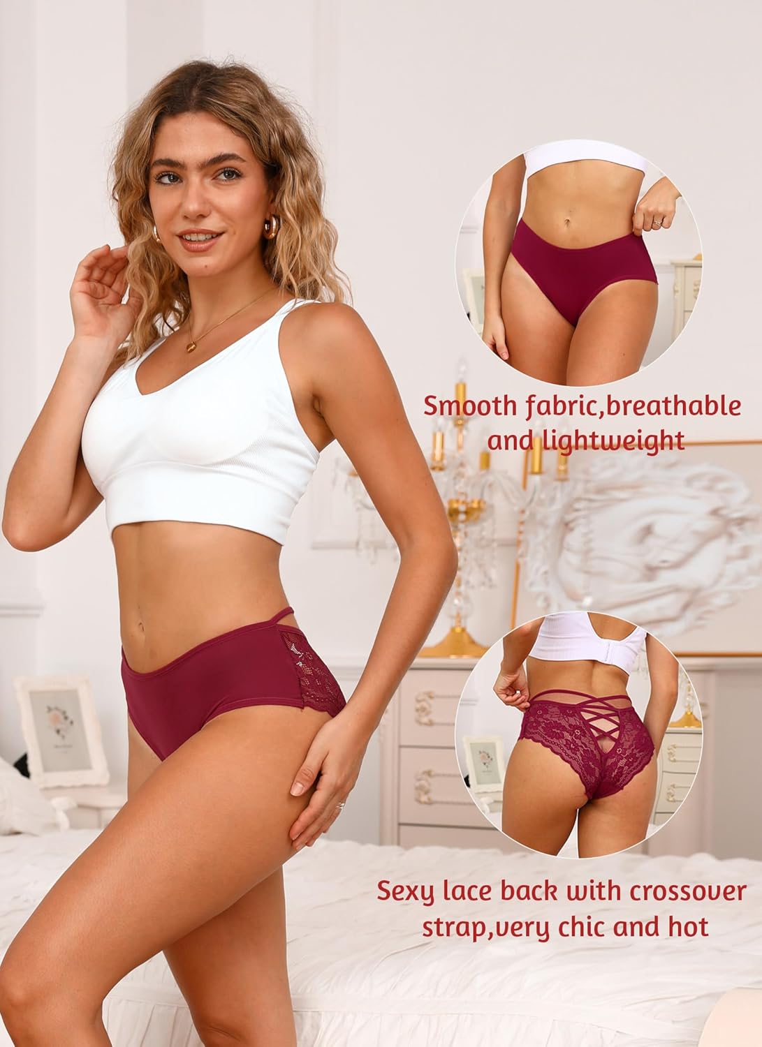 Lace Panties for Women Lace Underwear Sexy Cheeky Panties Embroidered Hicut Elastic Woman Lacy Briefs for Women Packs - Image 4