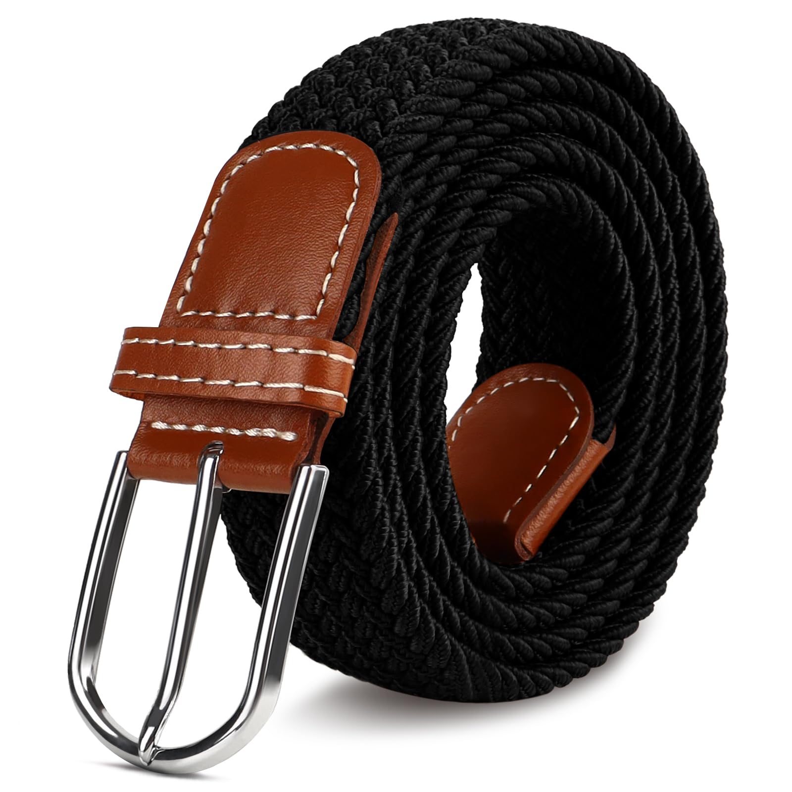 Multicolored Woven Stretch Belt for Men and Women, Braided Elastic Golf Belts Jeans Casual Pants Sport Belt