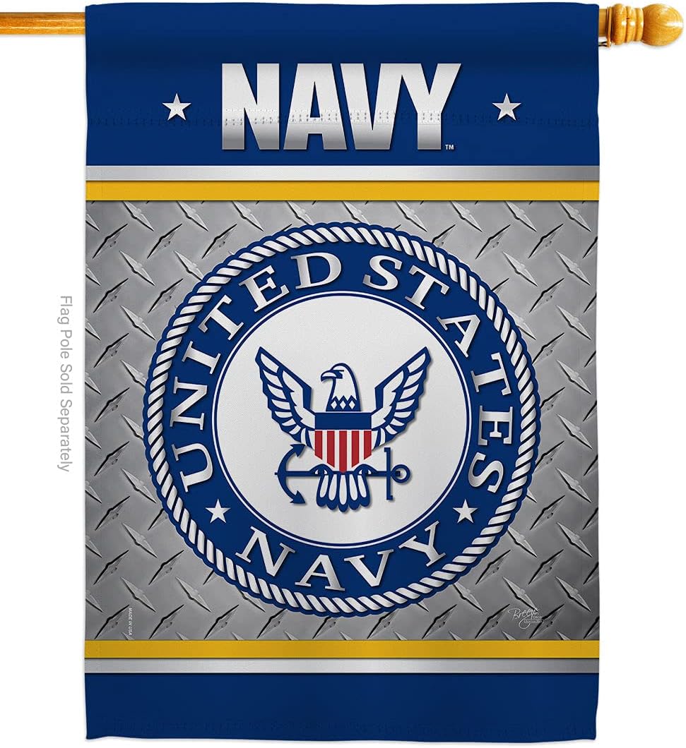Navy US House Flag Armed Forces USN Seabee United State American Military Veteran Retire Official Small Decorative Gift Yard Banner Double-Sided Made In USA 28 X 40