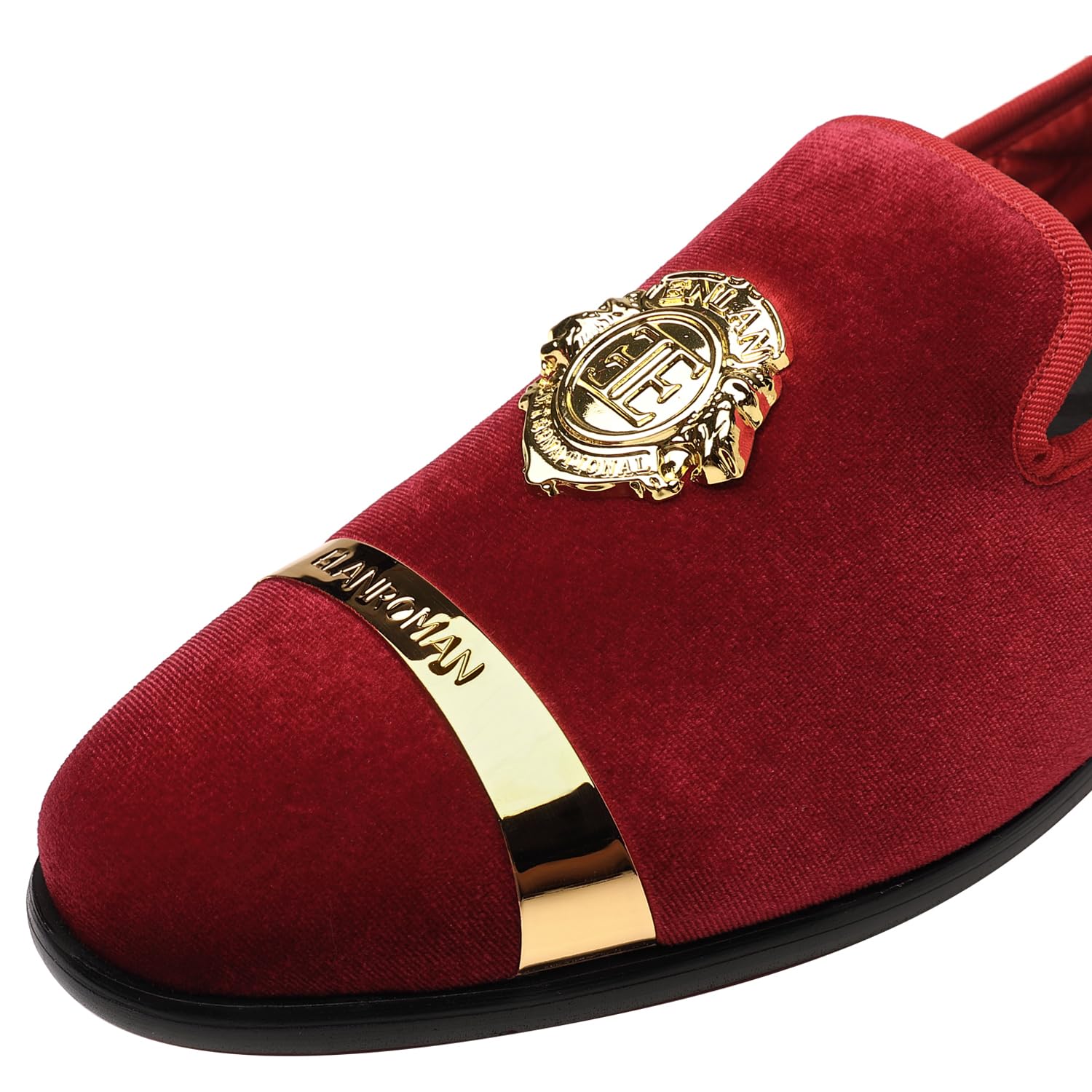 ELANROMAN Men's Velvet Loafers Dress Fashion Wedding Party Prom Shoes: 9.5 Red
