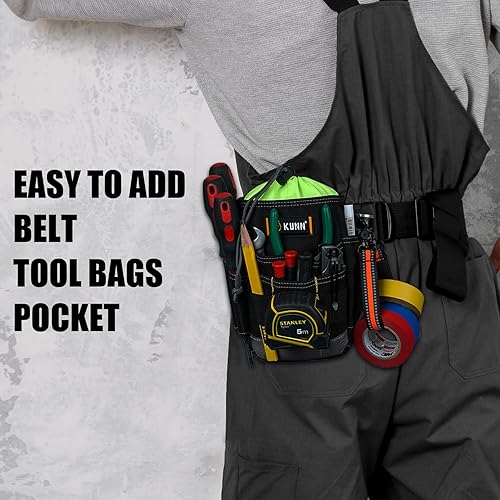 Miniatura 5 de KUNN Bolsa de herramientas con clip para cinturón, cinturón ajustable de 1.5 pulgadas para herramientas organizadoras, electricista, mantenimiento,