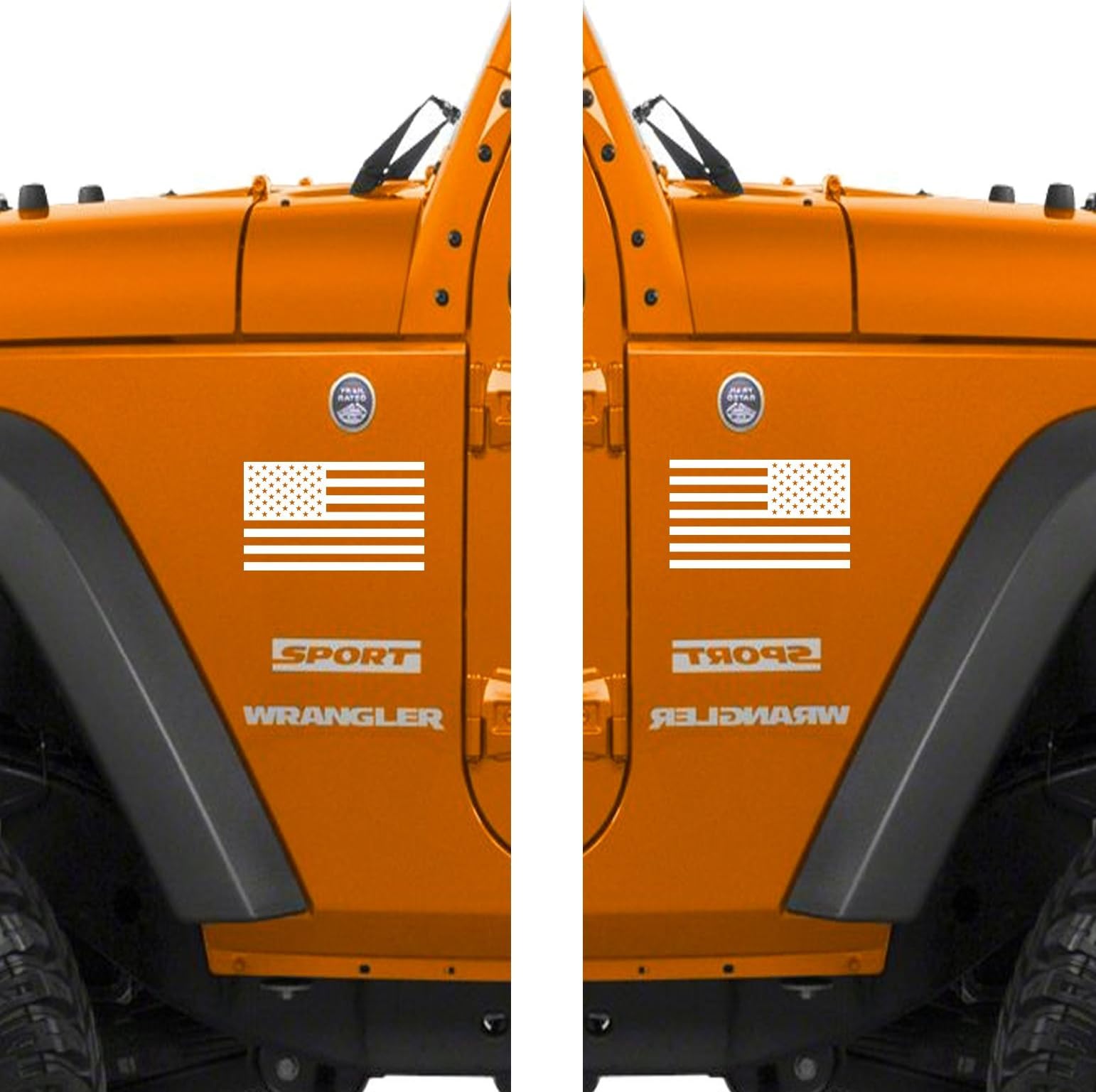 Classic Biker Gear Subdued American Flags Tactical Military Flag USA Decal 5"x3" Pair (Gloss White)