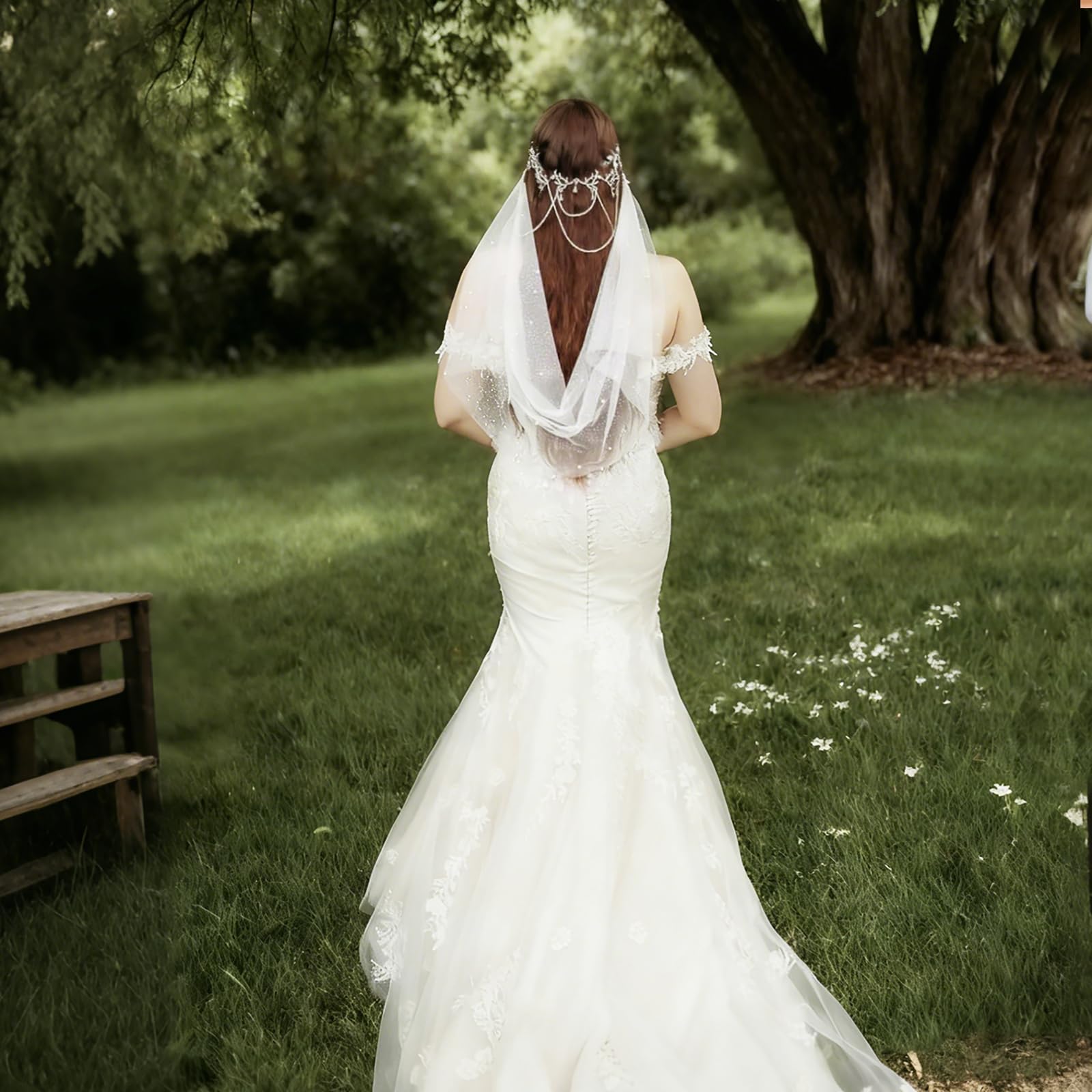 Glänzende Perle Hochzeitsschleier Braut Kopfschmuck Elfen Elfen Kleid Zubehör Göttin Kopfbedeckung Renaissance Feenkostüm
