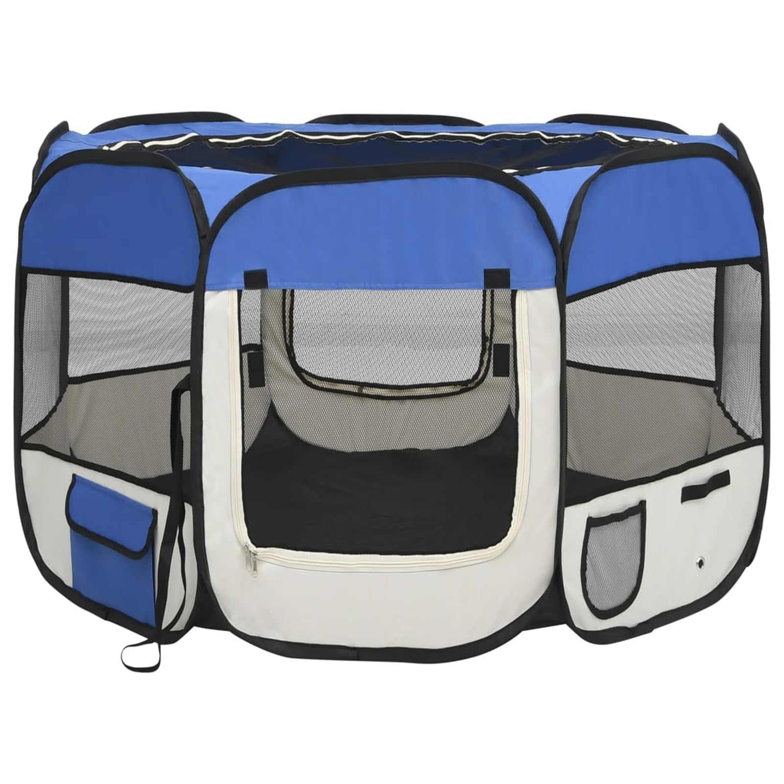 Homgoday Klatka dla psa, składany kojec dla psa z niebieską torbą transportową 90 x 90 x 58 cm, klatka dla psa wewnętrzna klatka dla psa Kennel dla psów klatki dla psów ogrodzenie dla psa na zewnątrz