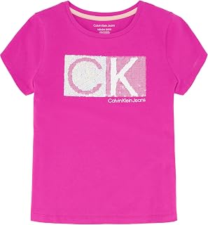Girls' Short Sleeve Cotton T-Shirt with Flip Sequin Design & Tagless Interior