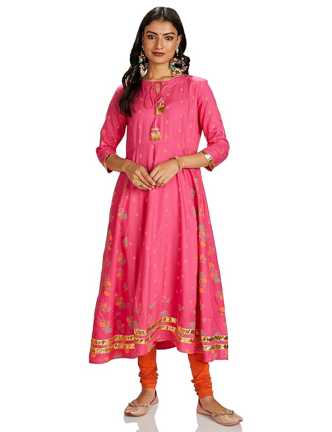 Myx Women's Khari Print Regular Printed Kurta in Rayon (Available in Plus Sizes)