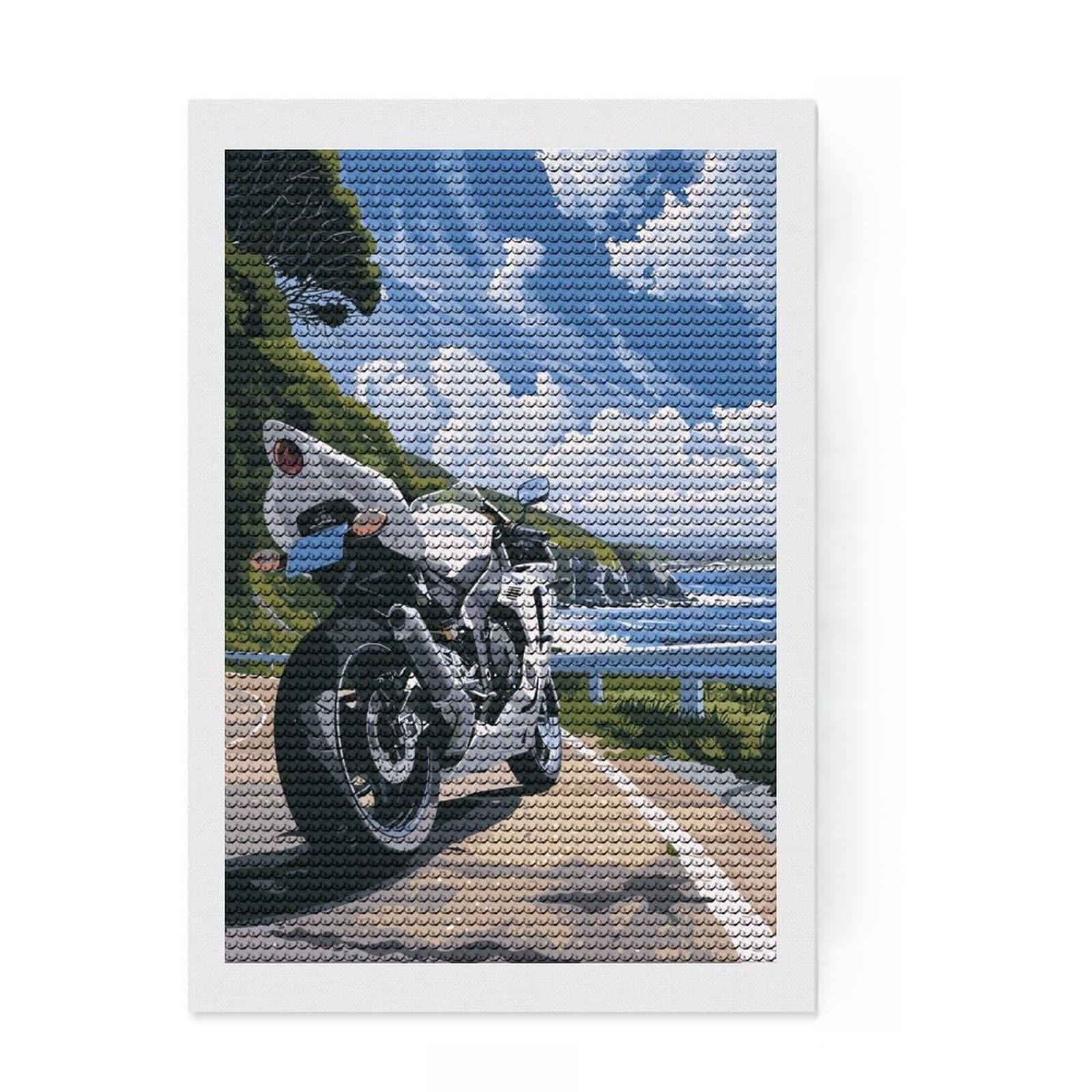 Junmoney Supersport Motorcycles Diamond Painting Set 8"x12", for Beginners, Modern Decor, Simple to Start, Gift Idea, Pleasing Wall Art Project