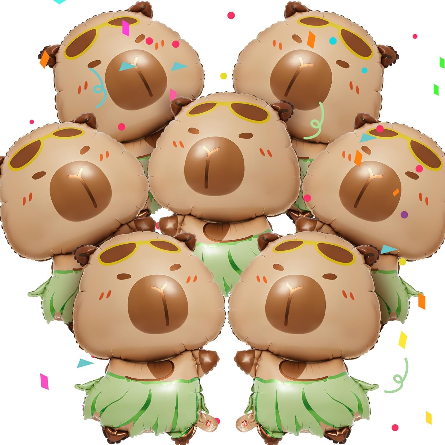24inch Capybara Birthday Party Decorations Capybara Banner Aluminum Foil Inflatable Balloon for Party Wedding Baby Shower Supplies Decorations(12 Pcs,Orange on head)