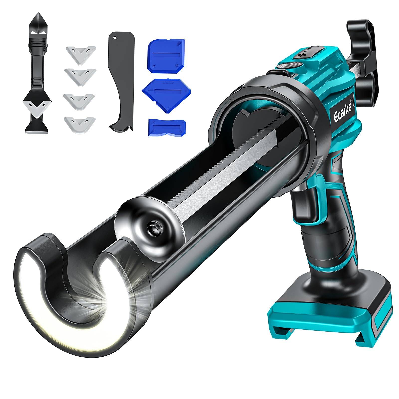 Ecarke Pistolet à Cartouche sans Fil compatible Makita 18V, Moteur Sans Balais, 6 Vitesses, LED, 300ml
