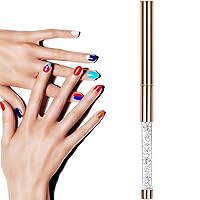 Vista 7 de 1 unids Oval UV Gel Nail Brush Rhinestone Mango Profesional Nail Art Herramientas Tamaño 8 Oro Rosa