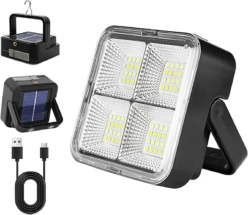 Portable Camping Light, Type-C Rechargeable Magnetic Compact Light with Foldable