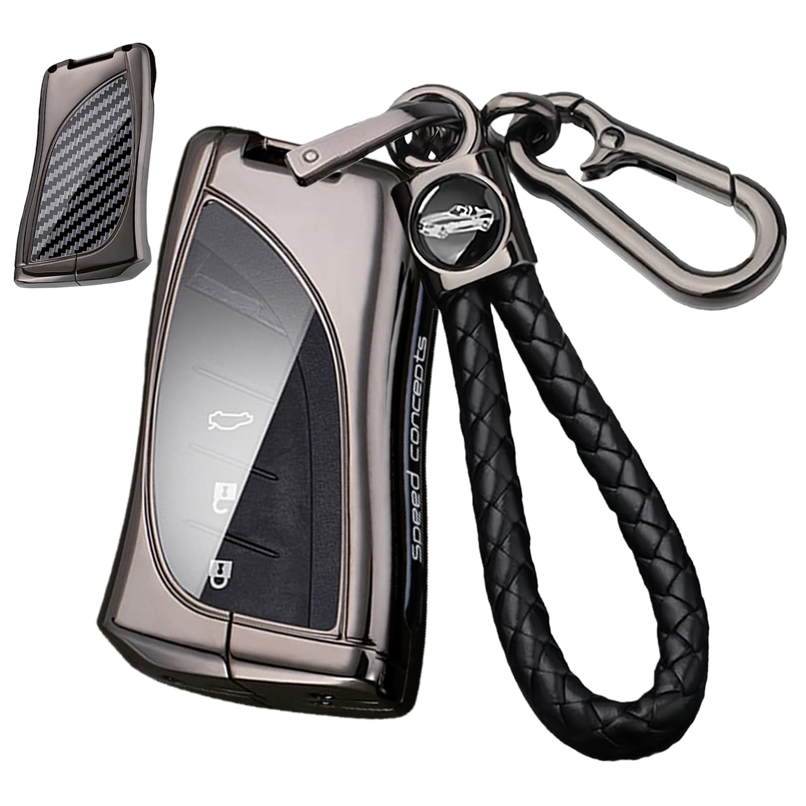 Key Cover Compatible with Lexus LBX UX UX250h UX200 LS LC LX RX RC ES ES260 ES350 ES300h LS350 Key Case Key Case Metal Key Case Key Case Carbon Fibre Black