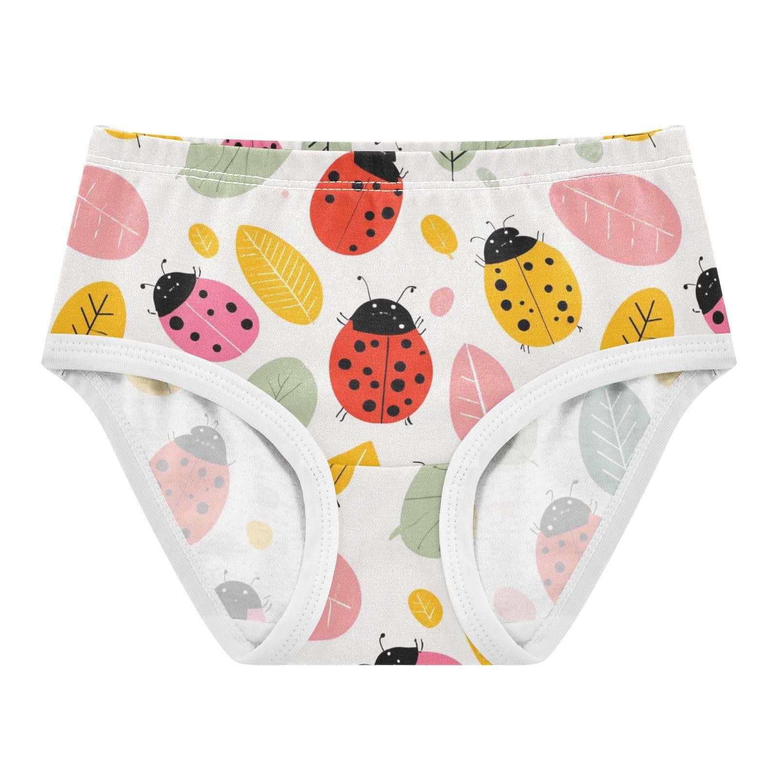 Wusikd Ladybugs Leaves White Girls Underwear Cotton Girls Briefs Soft Toddler Underwear 2T