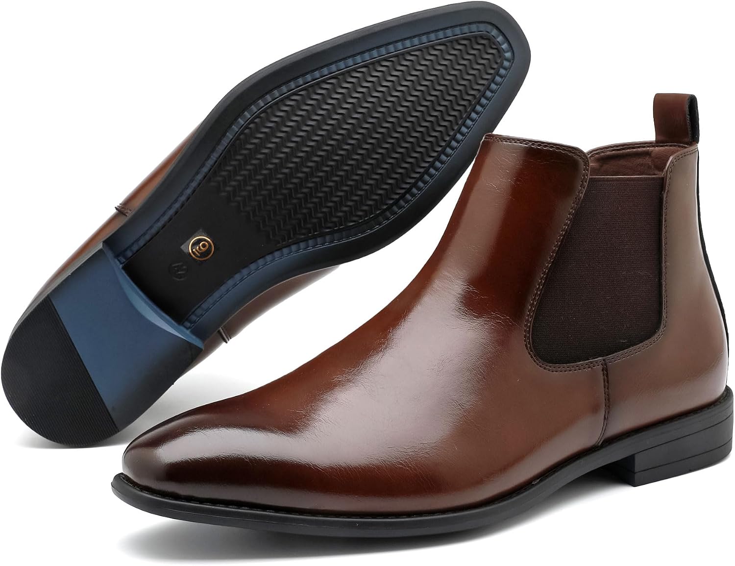 Men's Leather Chelsea Boots Elastic Slip-On Formal Ankle Dress Boots | Lightweight Breathable Anti-Skid Soft Wearproof All-Day Comfort for Business Wedding Party Banquet Daily Casual Driving