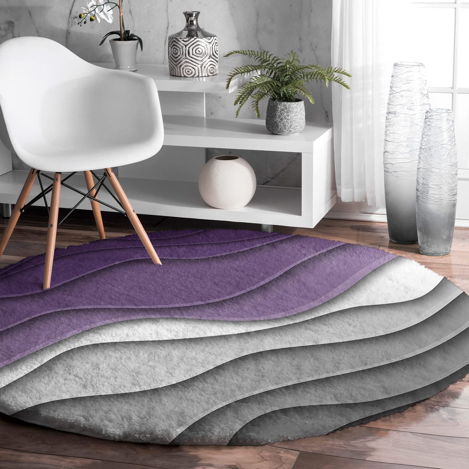 Image of Color-blocked purple shag