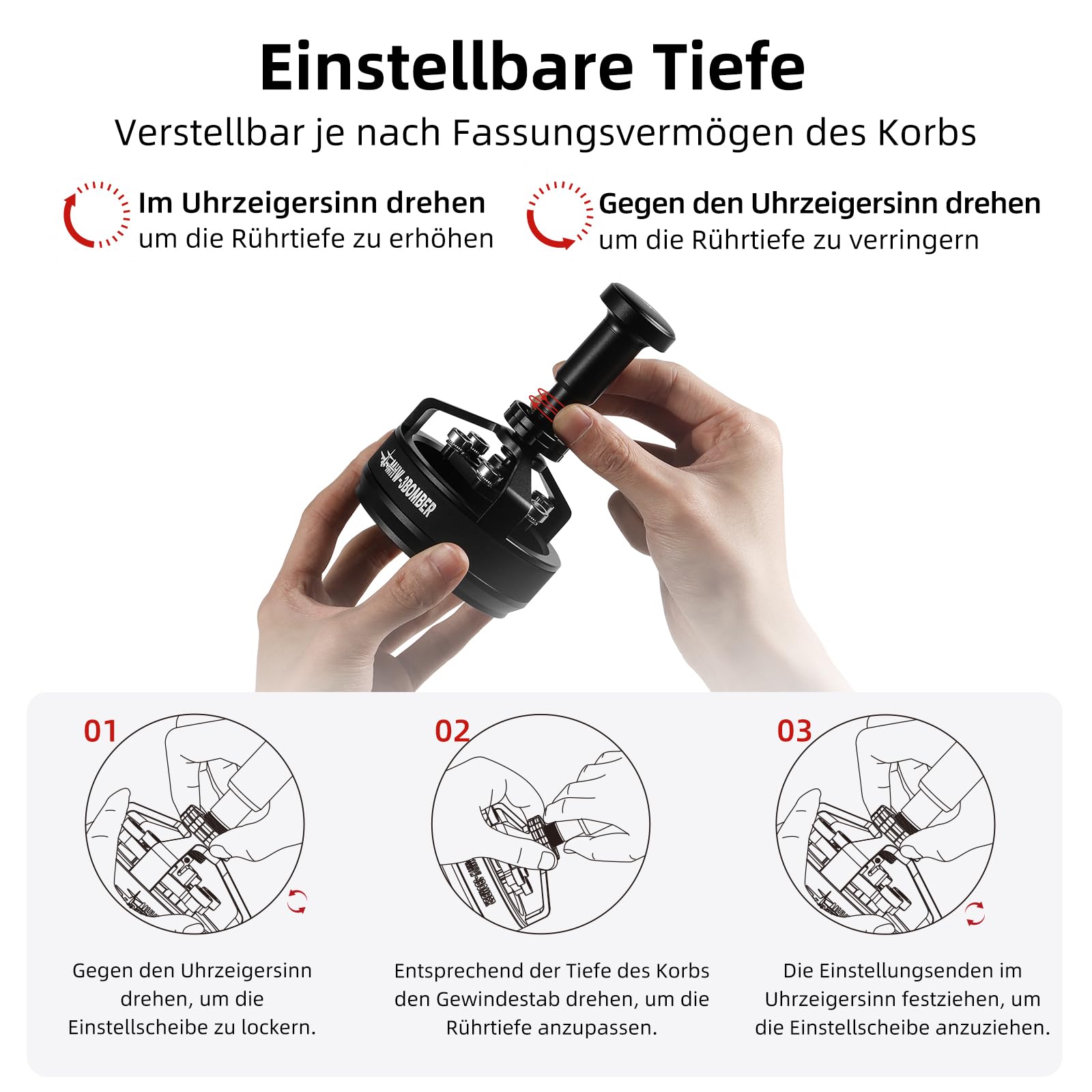 MHW-3BOMBER Yu Cyclone WDT Tools Espresso-Rührer, Verteilungswerkzeug für Barista, 0,25 mm, 14 Nadeln, Espresso-Kaffee-Rührer, 58,35 mm, Schwarz, Modell: T5849-OS