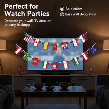 2026 World Cup Soccer Jersey Flag Bunting Banner 50 Pcs International Country String Flags Garland Merchandise for Sports Themed Parties Olympic Celebrations Decorations(Not among the top 48 teams)
