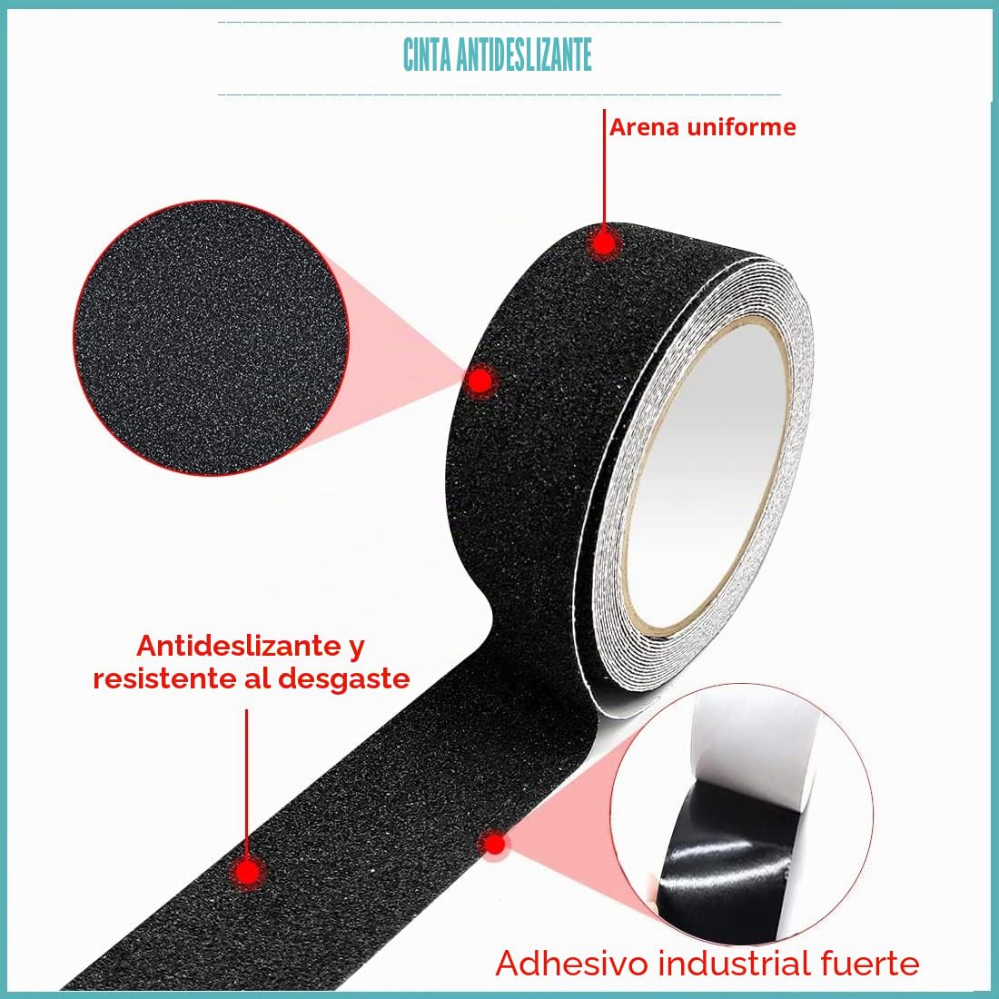 Antideslizante Cinta Adhesiva Negra 2.5cm*20m Cinta de Seguridad Alta Tracción Fuerte Apretón Abrasivo, Tiras Antideslizante para Escalones, Rampas y Suelos Interiores y Exteriores