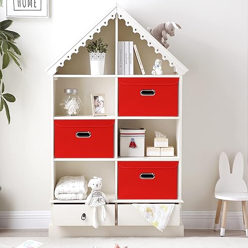 Vista 89 de STOREONE Contenedores de almacenamiento de tela, contenedor organizador plegable con tapas y asas de metal, para el hogar, dormitorio, armario, 3