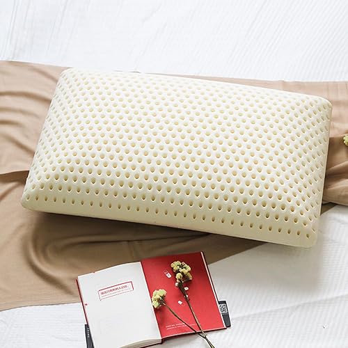 TalatexHome Almohada de látex 100 % natural de alta calidad, almohada Dunlop de látex media-baja que ayuda a aliviar la presión, el dolor de cuello