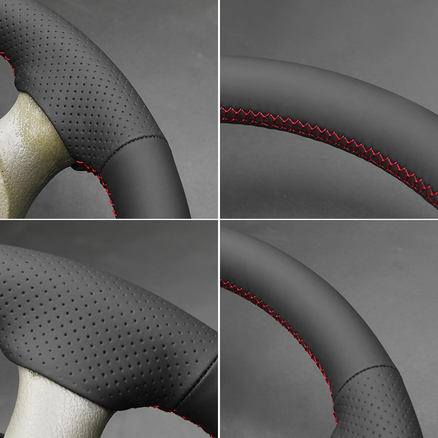MEWANT for Mustang Steering Wheel Cover 1994-2004 Hand-Stitched Leather Car Steering Wheel Wrap for Ford Mustang Accessories