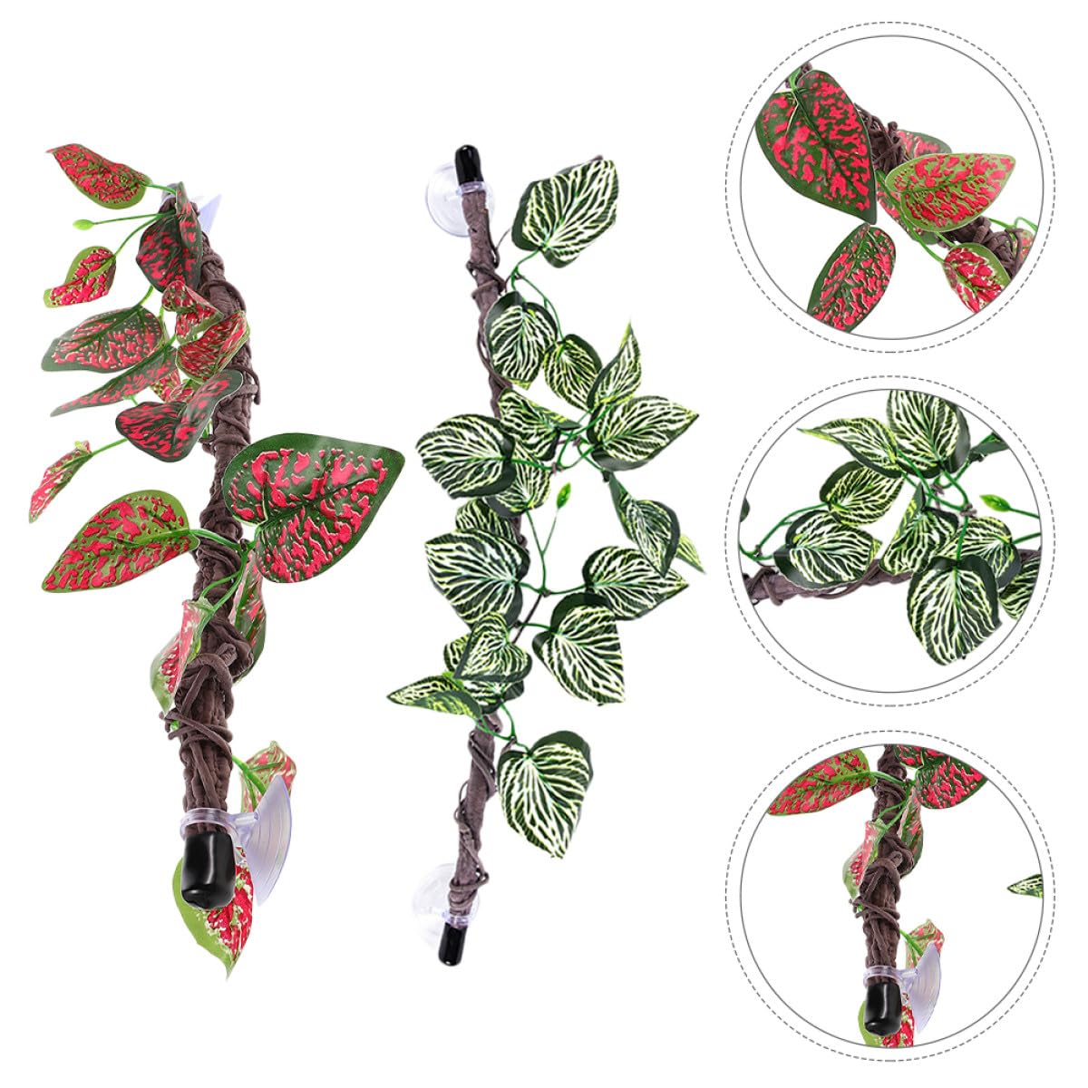 Generisch Realistische Reptilien Terrariumpflanzen Biegsame Kletteräste 2 Stück aus Kunststoff Dekoration für Terrarien und Lebensräume für Eidechsen und Amphibien