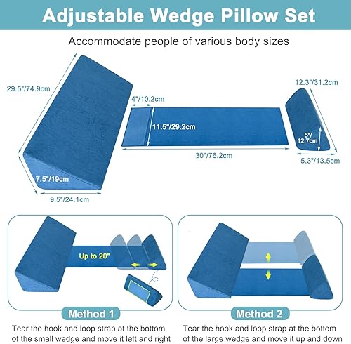 Miniatura 3 de Almohada de cuña para colocar cuñas de lado para adultos, almohada para úlceras de cama que no se rueda, almohadas de cuña lateral, cuñas de cama