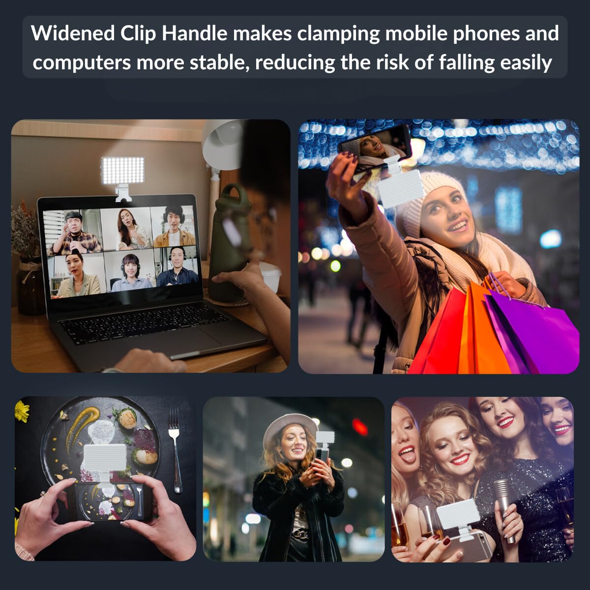 ANAUTIN Selfie Light – Portable Clip-On Fill Light for Photography & Night Video Calling, 60 LED, 3 Modes, 2500K-9000K Adjustable, USB-C Rechargeable, Perfect for Zoom, Vlogging, Makeup & TikTok 3