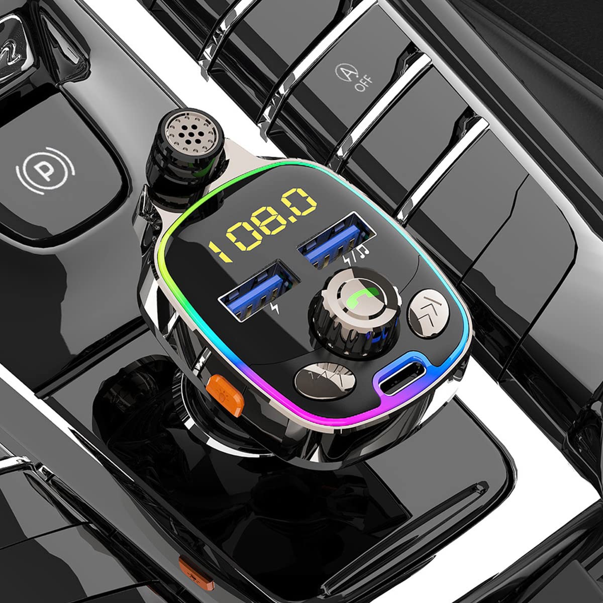 Freisprecheinrichtung Bluetooth Car Kit Zigarettenanzünder USB-Ladegerät Auto FM Transmitter Bluetooth 5.0 Unterstützt Musikwiedergabe Freisprechen
