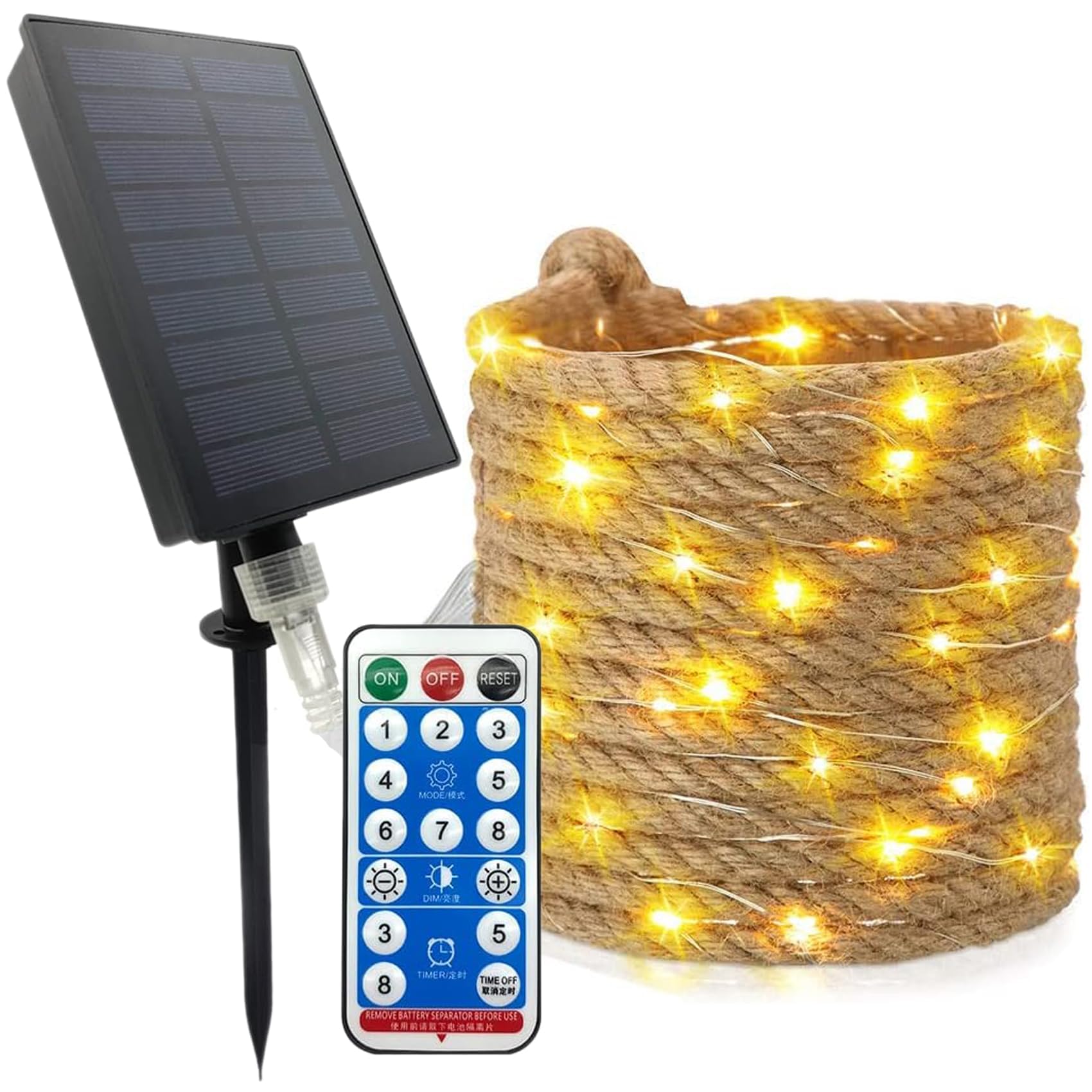 Solar Seil Lichterketten Außen,KINGCOO Wasserdichte Warmweiß Vintage Hanf Fee Kupferdraht Gartenleuchte Dekorative Lichter für Innenbeleuchtung Hof Bistro Weihnachten Hochzeit Party Dekor (10M 200LED)