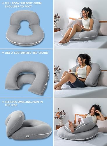 Vista 24 de INSEN Almohada de lectura, almohada de espalda para sentarse en la cama para leer, enfermera y relajarse, almohada de lectura para adultos, madres