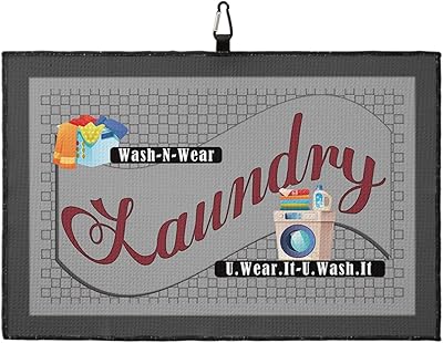 OComster Laundry Room Wash Fold Grey Grid Golf Towel with Carabiner Clip, Retro Gray Backdropo Microfiber Waffle Pattern Golf Towel, Golf Accessories for Cleaning Clubs and Balls, 24x16 in