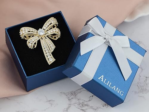 Miniatura 2 de Alilang Broche de lazo con cinta de color plateado y cristal transparente