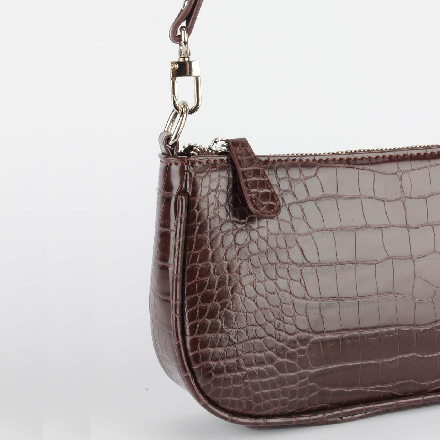 Bag Crocodile Effect Retro Faux Leather Classic Clutch Shoulder Purse Handbag for Women - Image 3