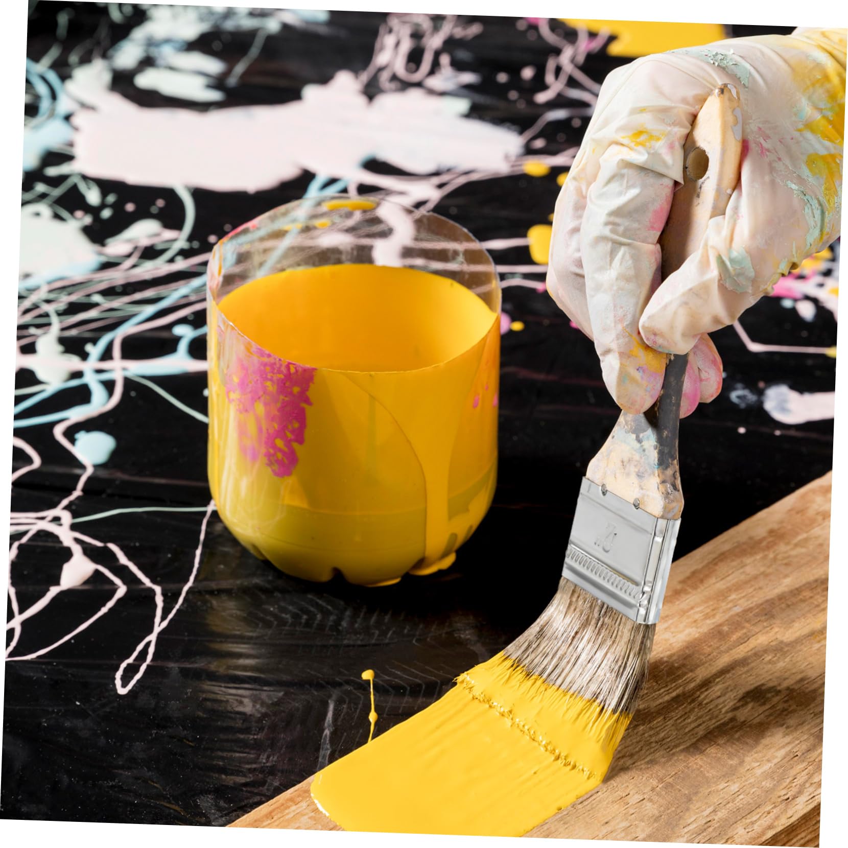 Hemobllo 30 Piezas Brochas Planas para con Mango de Madera Grueso Cerdas de Aplicador de Tinte para Madera y Paredes para Renovaciones y Proyectos Artísticos