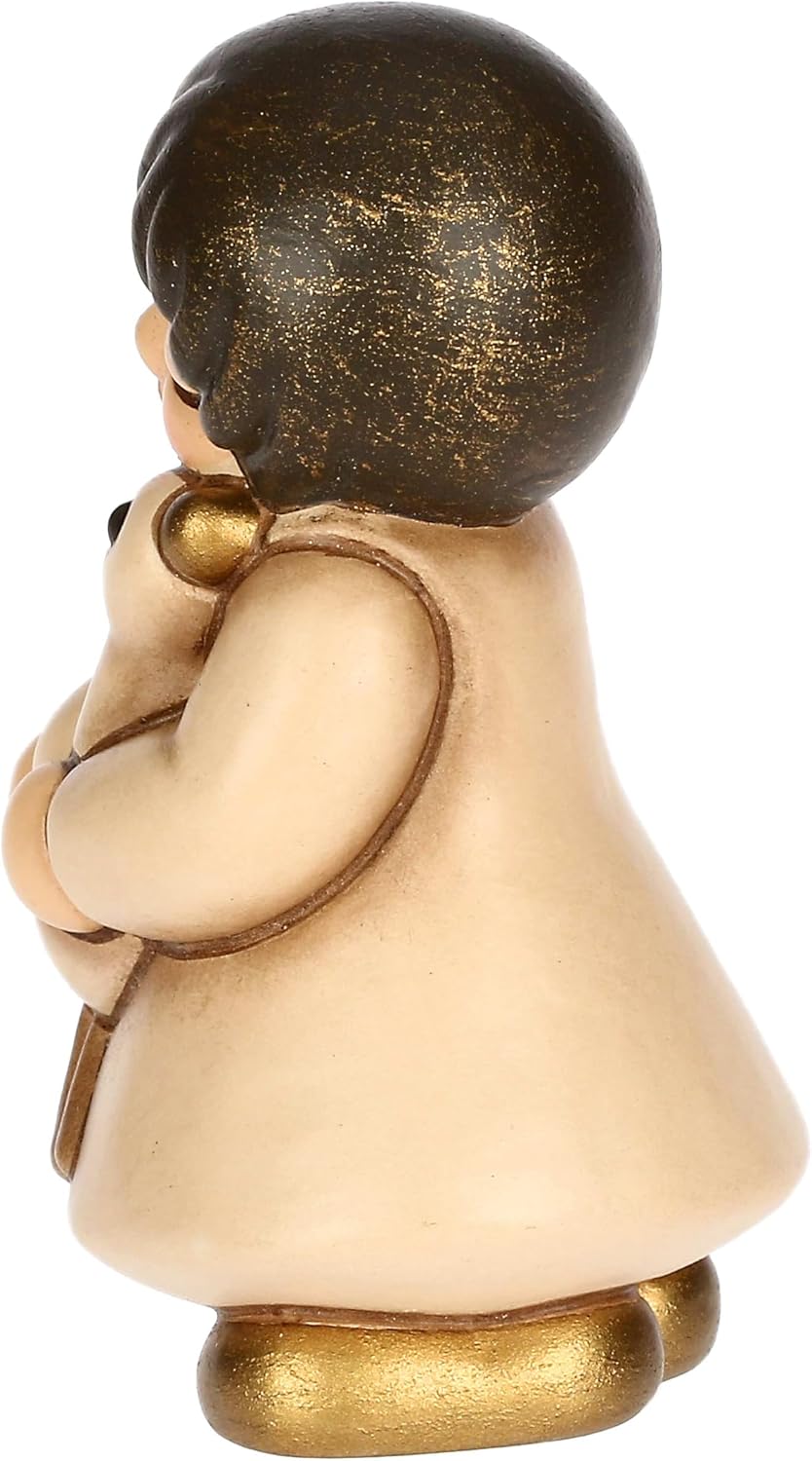THUN - Girl with beige goose in ceramic, 3.5 x 3.5 cm, height 6 cm, classic crib collection