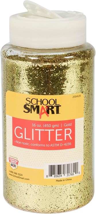 School Smart Craft Glitter, 1 Pound Jar, Gold