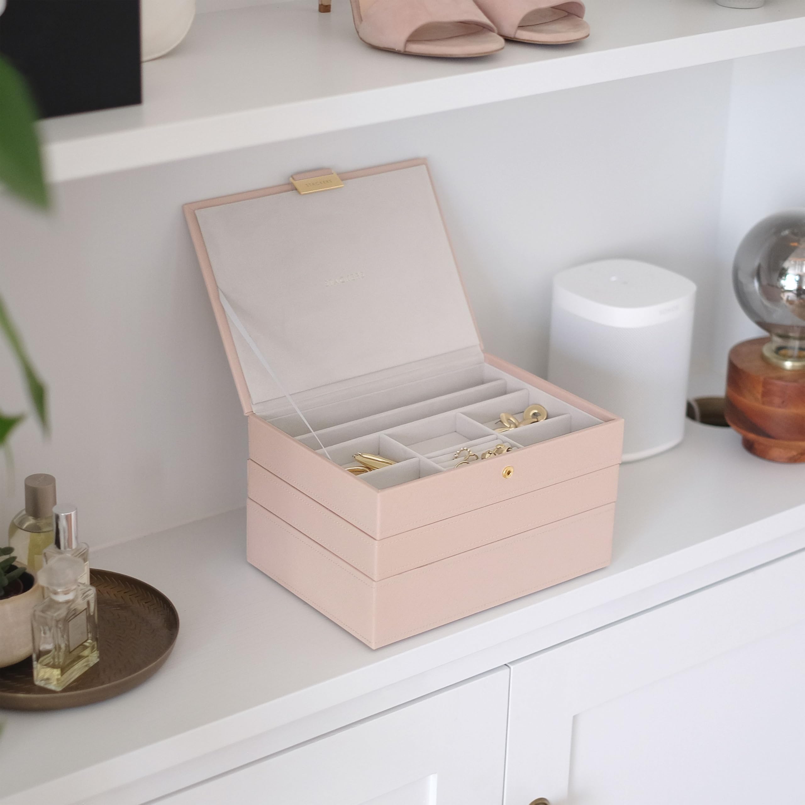 Stackers Blush Raffia klasyczna szkatułka na biżuterię - 3