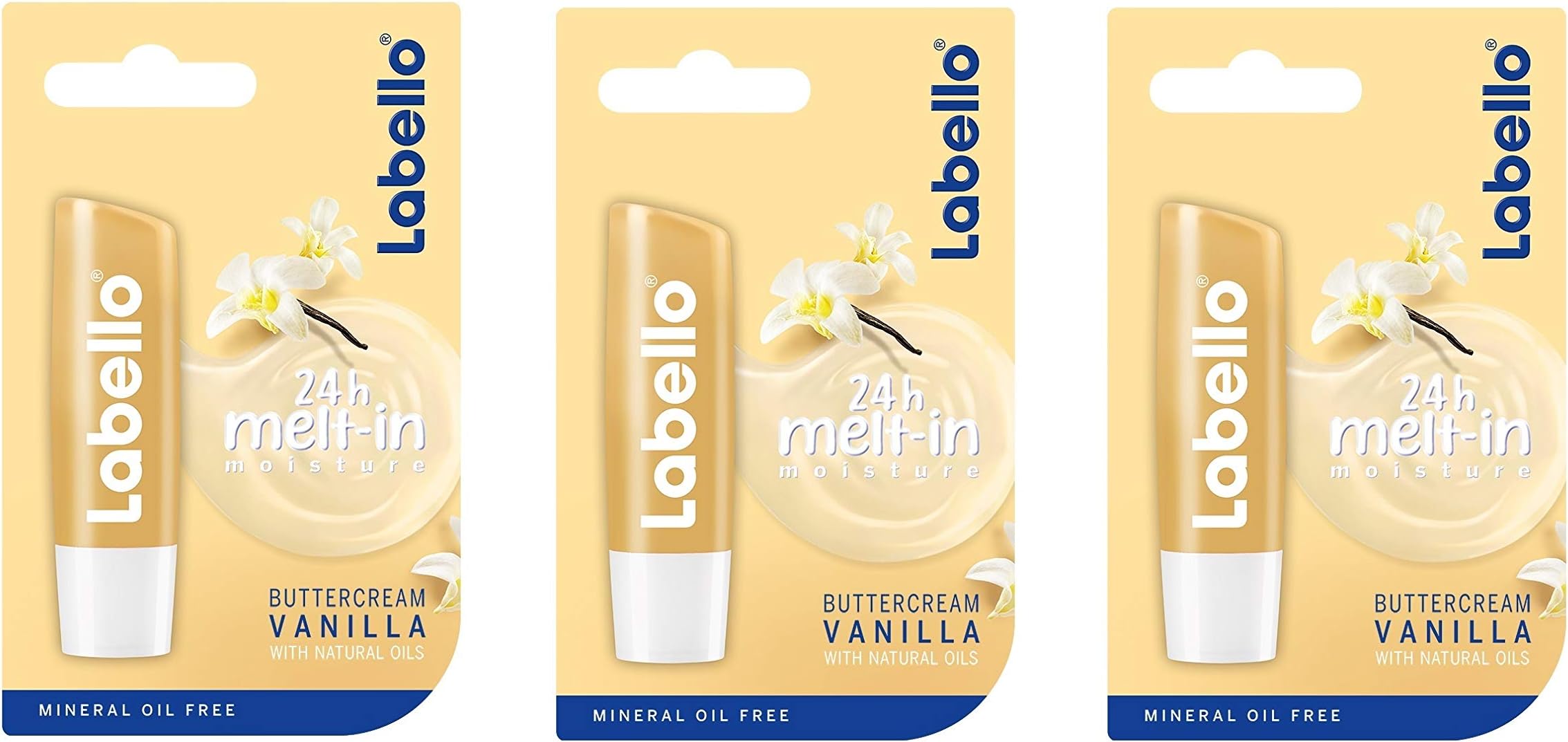 (Pack of 3) Labello Vanilla Buttercream Caring Lip Balm wit Shea Butter & Vanilla Aroma 4,8g