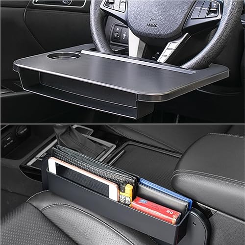 Bandeja 2 en 1 para volante de automóvilorganizador de espacio para asiento de automóvil, bandeja de alimentos para computadora portátil, para comer